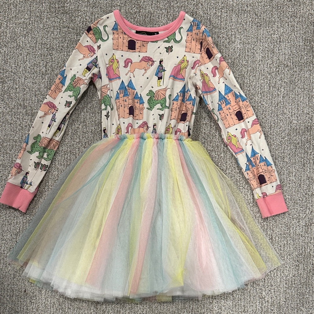 Colorful Unicorn and Castle Dress